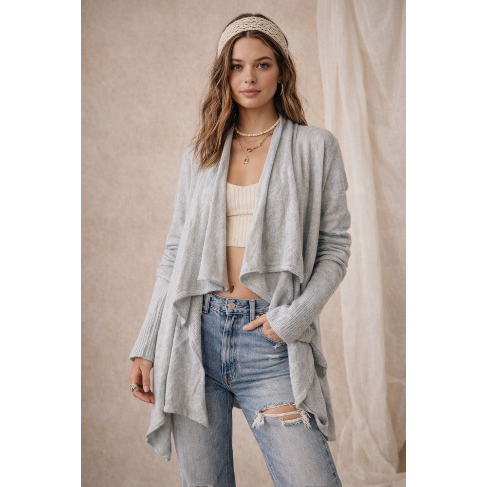 Free People‎ In The Loop Waterfall Cardigan Sweater Open Front Size Large